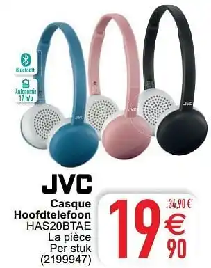 Jvc casque hoofdtelefoon has20btae