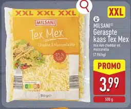 ALDI Milsani Geraspte Kaas Tex Mex aanbieding