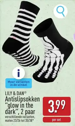 ALDI Lily & Dan Antislipsokken "Glow in the Dark" aanbieding