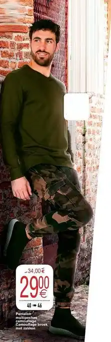 Cora Pantalon multipoches camouflage camouflage broek met zakken 40-46 aanbieding
