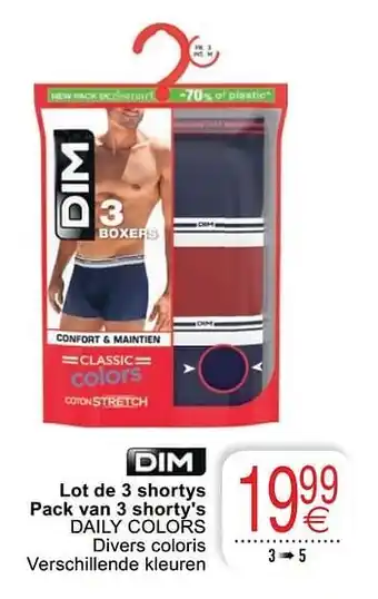 Lot de 3 shortys pack van 3 shorty`s daily colors 3-5