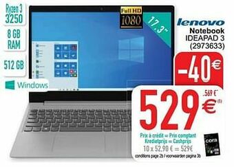 Cora Lenovo notebook ideapad 3 aanbieding