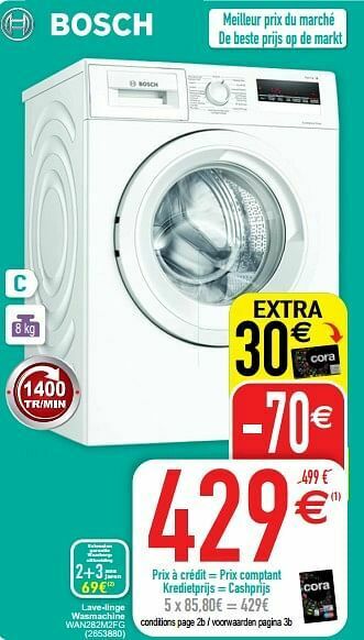 Cora Bosch lave-linge wasmachine wan282m2fg aanbieding