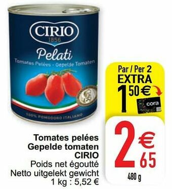 Cora Tomates pelées gepelde tomaten cirio aanbieding