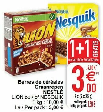 Cora Barres de céréales graanrepen nestlé lion ou - of nesquik aanbieding