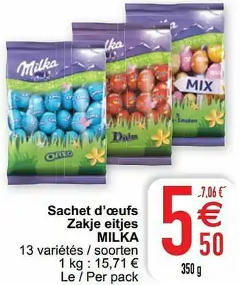 Cora Sachet d’oeufs zakje eitjes milka aanbieding