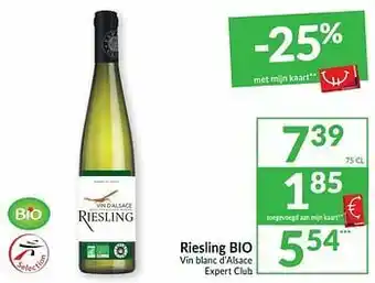 Intermarché Riesling bio vin blanc d’alsace expert club aanbieding