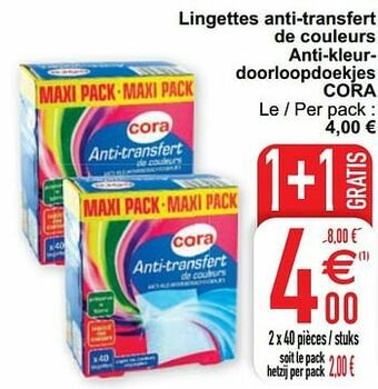 Cora Lingettes anti-transfert de couleurs anti-kleurdoorloopdoekjes cora aanbieding