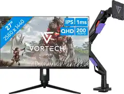 Coolblue Vortech Pro 27 inch Quad HD + Vortech Monitorarm met Gasveer aanbieding