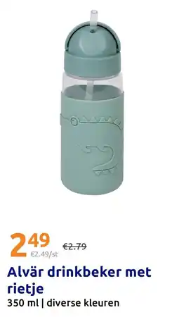 Action Alvär drinkbeker met rietje aanbieding