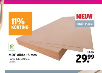 GAMMA MDF dikte 15 mm 244 x 122 cm aanbieding