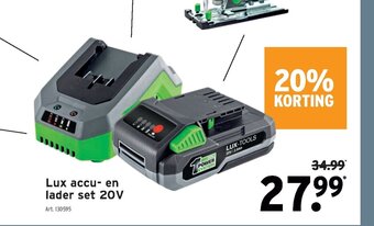 GAMMA Lux accu- en lader set 20V aanbieding