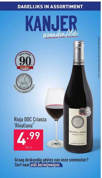 ALDI Rioja Doc Crianza Rivallana aanbieding