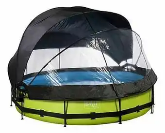 Dreamland EXIT zwembad met overkapping en zonnedak Ø 3,6 x H 0,76 m Lime aanbieding