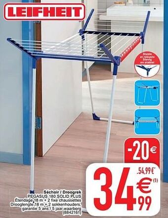Cora Séchoir - droogrek pegasus 180 solid plus aanbieding