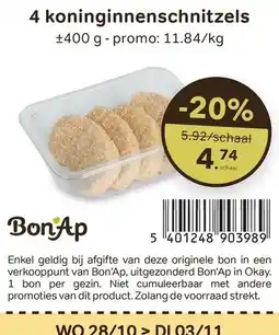 Bon Ap 4 koninginnenschnitzels aanbieding