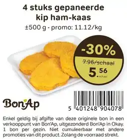 Bon Ap 4 stuks gepaneerde kip ham-kaas aanbieding