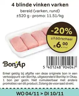 Bon Ap 4 blinde vinken varken aanbieding