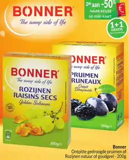 Intermarché Bonner ontpitte gedroogde pruimen of rozijnen natuur of goudgeel aanbieding