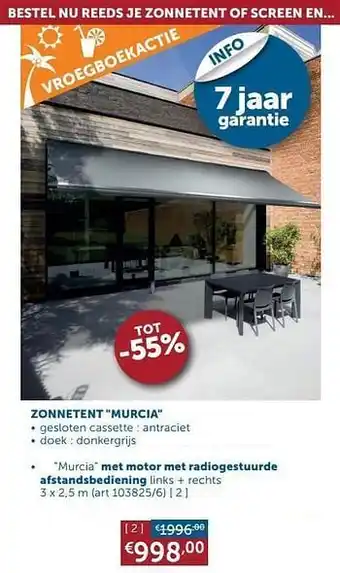 Zelfbouwmarkt Zonnetent murcia met motor met radiogestuurde afstandsbediening links + rechts aanbieding