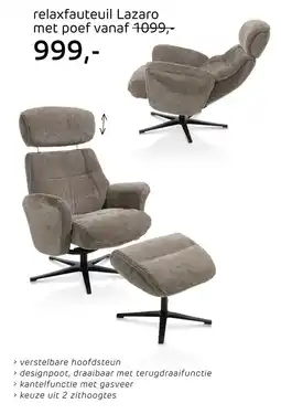 Henders & Hazel relaxfauteuil lazaro met poef aanbieding
