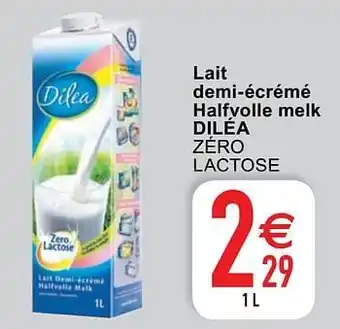 Cora Lait demi-écrémé halfvolle melk diléa 1L aanbieding