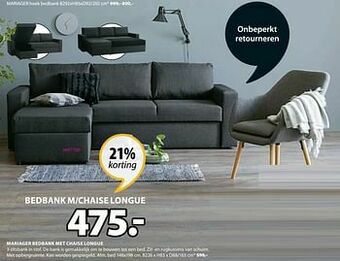 Jysk Mariager bedbank met chaise longue aanbieding