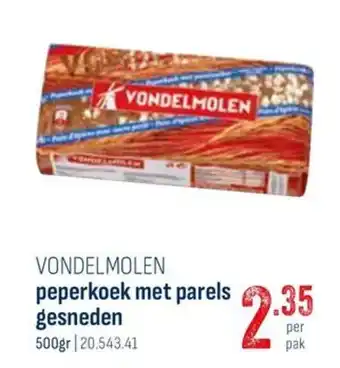 Vondelmolen peperkoek met parels gesneden