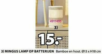Jysk Mingus lamp op batterijen aanbieding