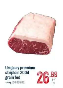 Horeca totaal uruguay premium striploin 200d grain fed aanbieding