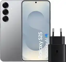 Coolblue Samsung Galaxy S25 512GB Zilver 5G + Samsung Oplader 25 Watt Zwart aanbieding