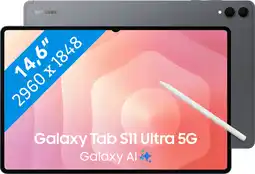 Coolblue Samsung Galaxy Tab S11 Ultra 14,6 inch 256GB Wifi + 5G Grijs aanbieding