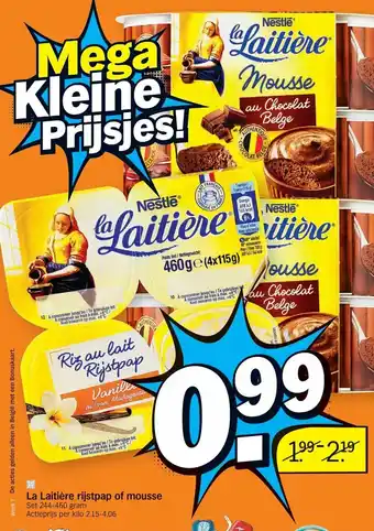 Albert Heijn La laitiere rijstpap of mousse 244-460g aanbieding