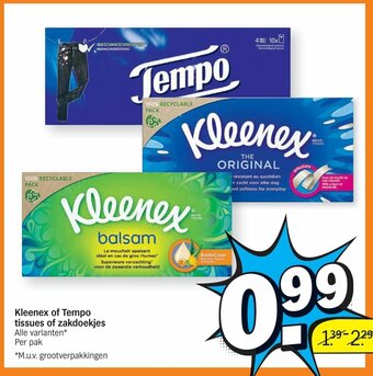 Albert Heijn Kleenex of tempo tissues of zakdoekjes aanbieding