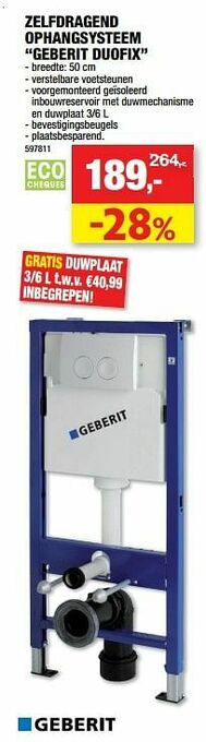Hubo Zelfdragend ophangsysteem geberit duofix aanbieding