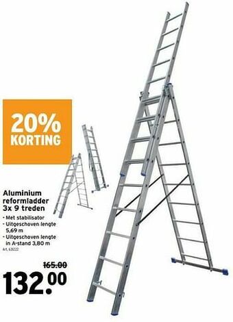 GAMMA Aluminium reformladder 3x 9 treden aanbieding