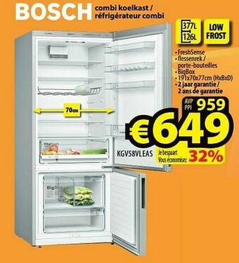 ElectroStock Bosch combi koelkast - réfrigérateur combi kgv58vleas aanbieding