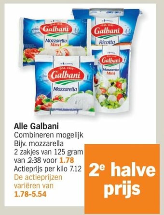 Albert Heijn Alle galbani 125g aanbieding