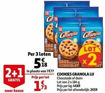 Auchan Cookies granola lu aanbieding