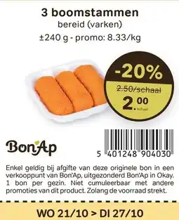 Bon Ap 3 boomstammen bereid aanbieding