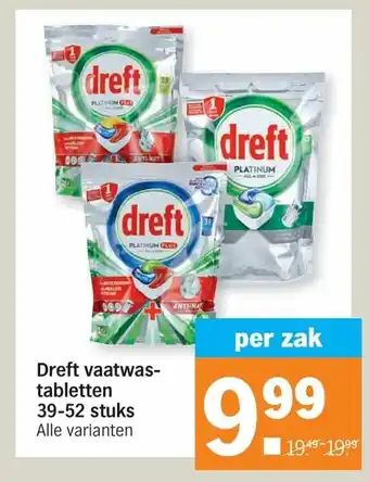 Albert Heijn Dreft vaatwastabletten 39-52 stuks aanbieding