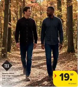 Carrefour Velours hemd met lange mouwen voor heren aanbieding
