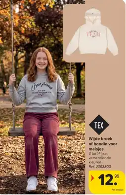 Carrefour Wijde broek of hoodie voor meisjes aanbieding