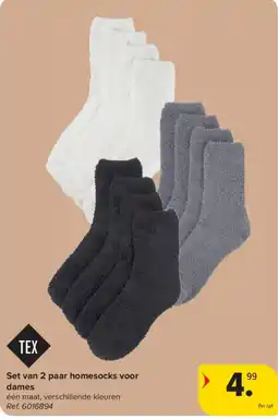 Carrefour Set van 2 paar homesocks voor dames aanbieding
