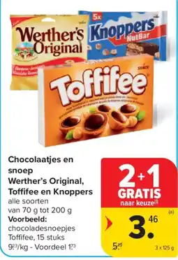Carrefour Market Chocolaatjes en snoep Werther's Original, Toffifee en Knoppers aanbieding