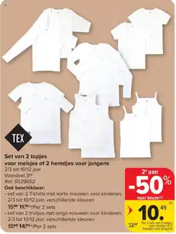 Carrefour Set van 2 topjes voor meisjes of 2 hemdjes voor jongens aanbieding