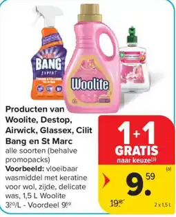 Carrefour Market Producten van Woolite, Destop, Airwick, Glassex, Cilit Bang en St Marc aanbieding