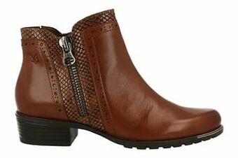 Berca Shoes Caprice Enkellaars Dames Comfort G Wijdte Trend Dierenprint - Cognac aanbieding