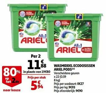 Auchan Wasmiddel ecodosissen ariel pods aanbieding