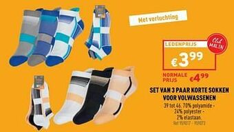 Trafic Set van 3 paar korte sokken voor volwassenen aanbieding